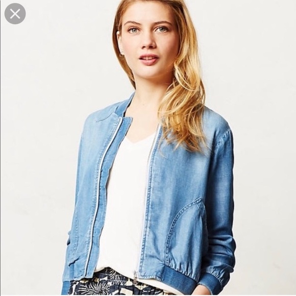 cloth & stone Jackets & Blazers - Cloth & Stone denim cropped bomber jacket
